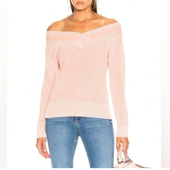 RAG & BONE Dawn Off The Shoulder Knit Sweater Ribbed Trim - Picture 1 of 8